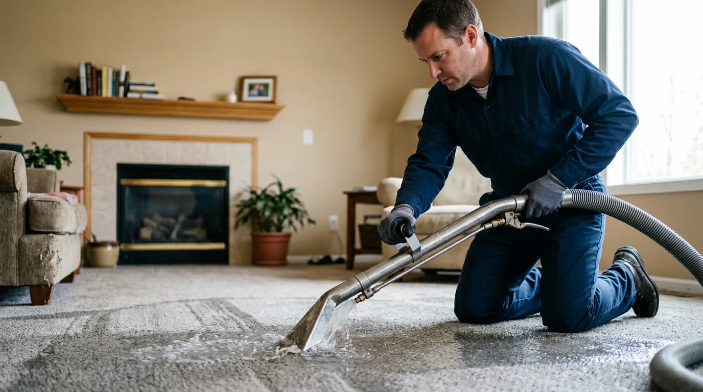 Water damage restoration technician working near Brownsville, PA